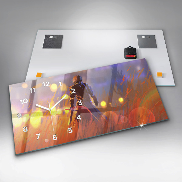 Horloge murale horizontale Chevalier avec une épée