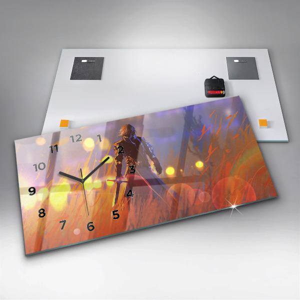 Horloge murale horizontale Chevalier avec une épée