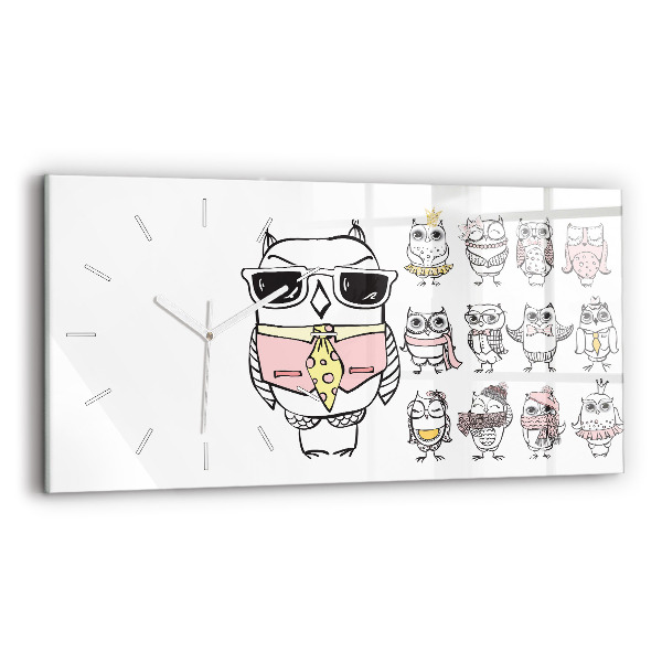 Horloge murale horizontale Affiche vintage de hibou