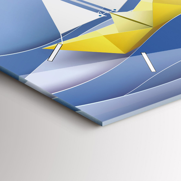 Horloge murale horizontale Voiliers colorés en origami