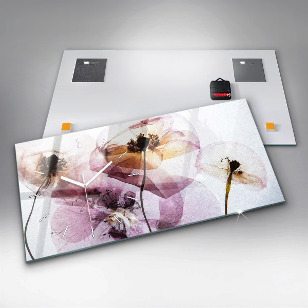 Horloge murale horizontale Fleurs de coquelicots séchées