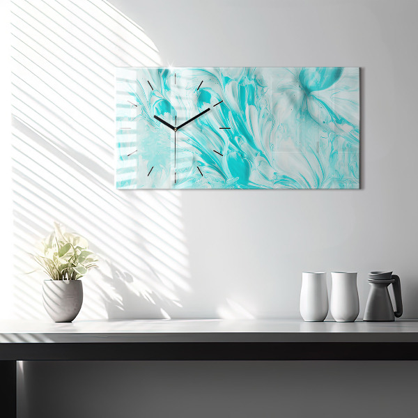 Horloge murale horizontale Abstraction bleue