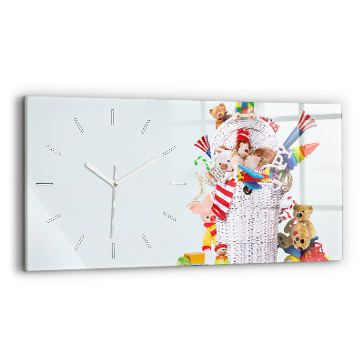 Horloge murale horizontale Panier en osier avec jouets