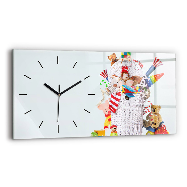 Horloge murale horizontale Panier en osier avec jouets