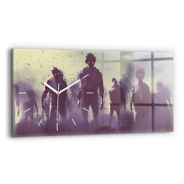 Horloge murale horizontale Zombies la nuit - Halloween