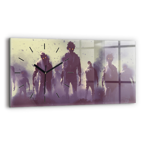 Horloge murale horizontale Zombies la nuit - Halloween
