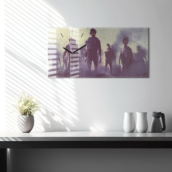 Horloge murale horizontale Zombies la nuit - Halloween