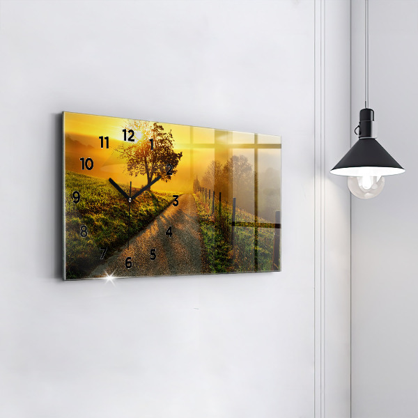 Horloge murale horizontale Brouillard au lever du soleil