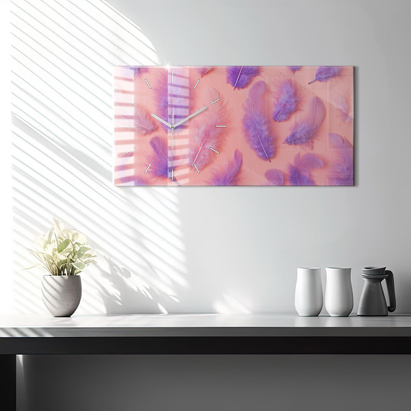 Horloge murale horizontale Plumes colorées