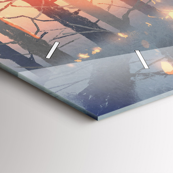 Horloge murale horizontale 'Paysage d''arbres d''hiver'