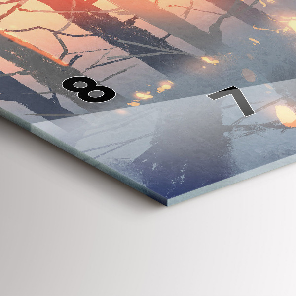 Horloge murale horizontale 'Paysage d''arbres d''hiver'