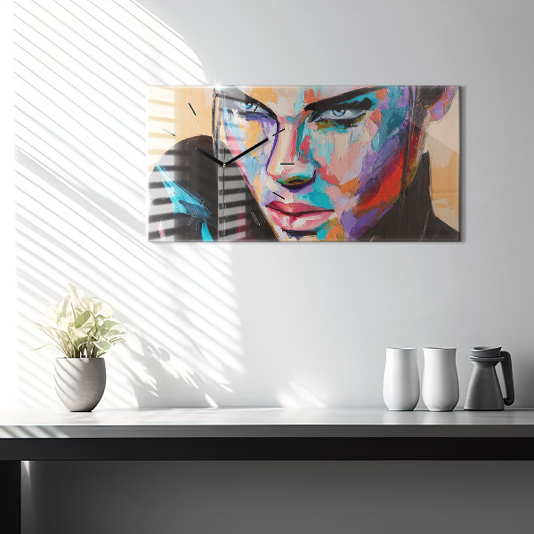 Horloge murale horizontale 'Portrait d''une femme'