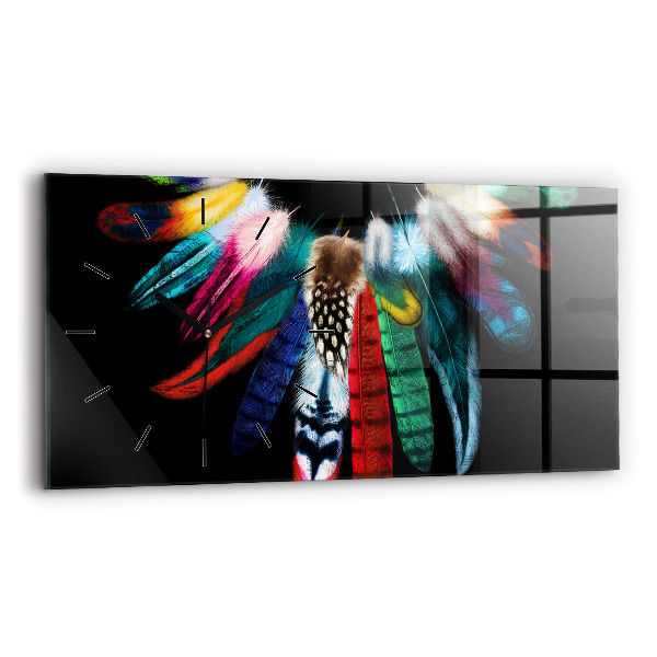 Horloge murale horizontale 'Plumes d''oiseaux colorées'