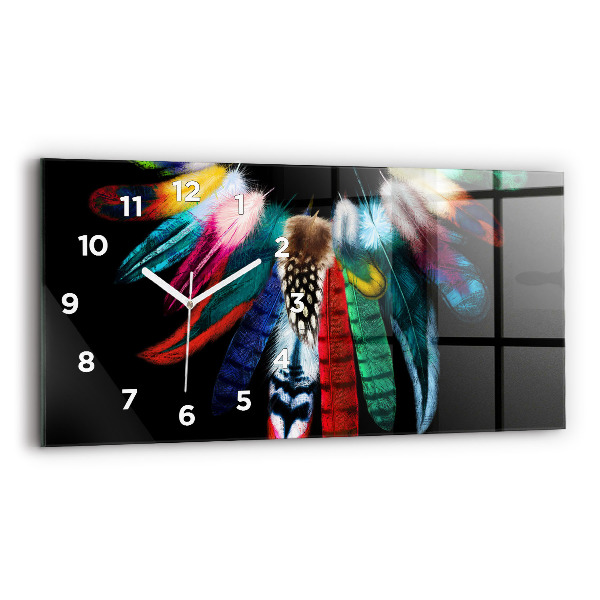 Horloge murale horizontale 'Plumes d''oiseaux colorées'