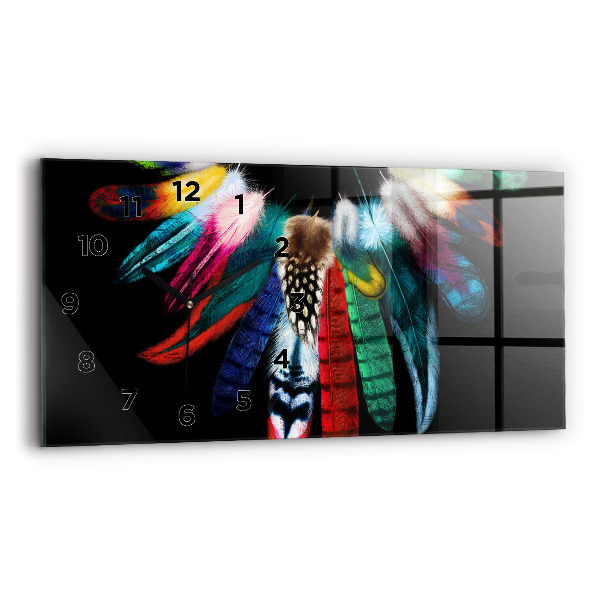 Horloge murale horizontale 'Plumes d''oiseaux colorées'