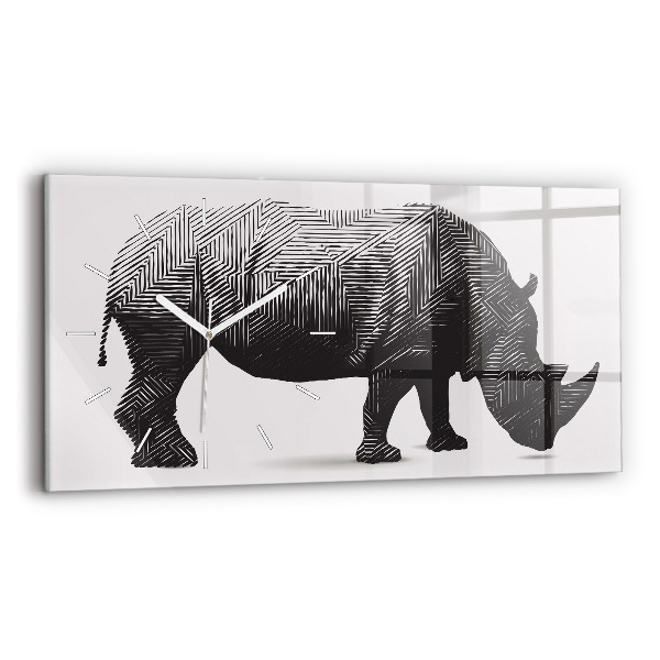 Horloge murale horizontale Dessin au trait de rhinocéros