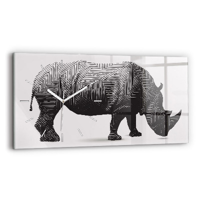 Horloge murale horizontale Dessin au trait de rhinocéros