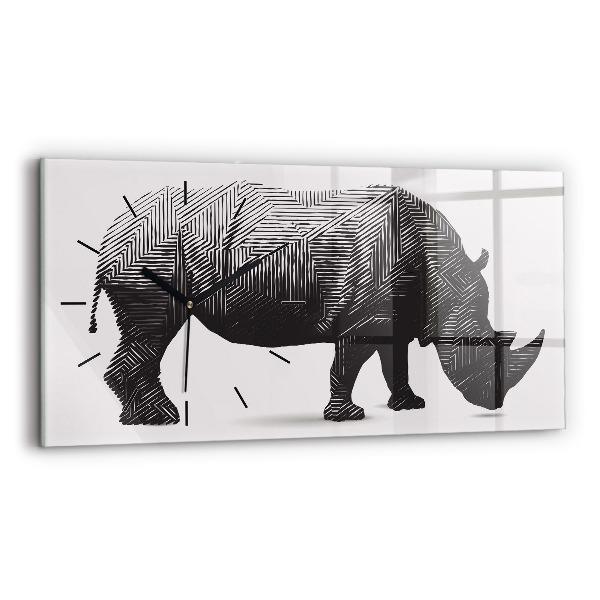 Horloge murale horizontale Dessin au trait de rhinocéros