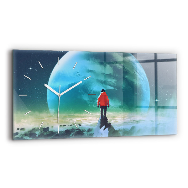 Horloge murale horizontale 'L''homme dans la lune'