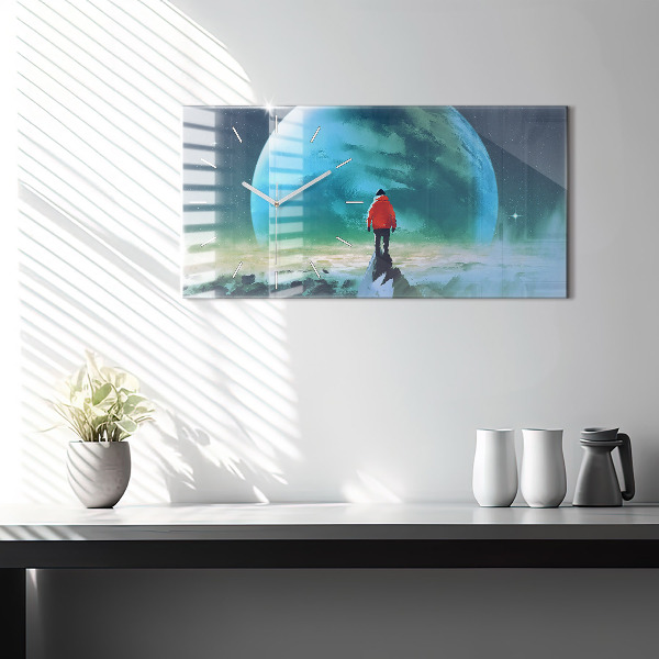 Horloge murale horizontale 'L''homme dans la lune'