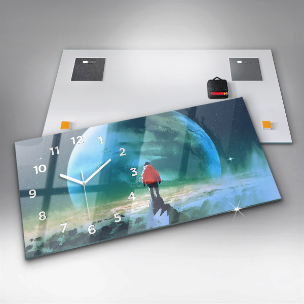 Horloge murale horizontale 'L''homme dans la lune'
