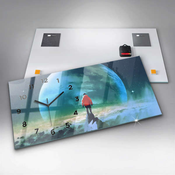 Horloge murale horizontale 'L''homme dans la lune'