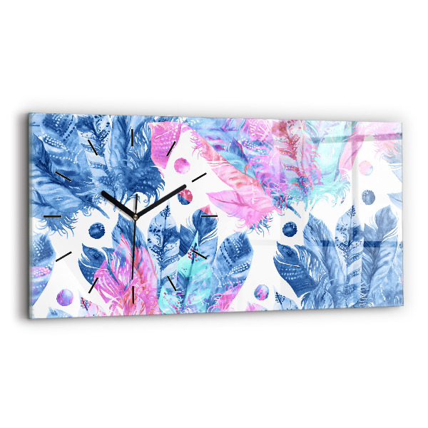 Horloge murale horizontale plumes colorées