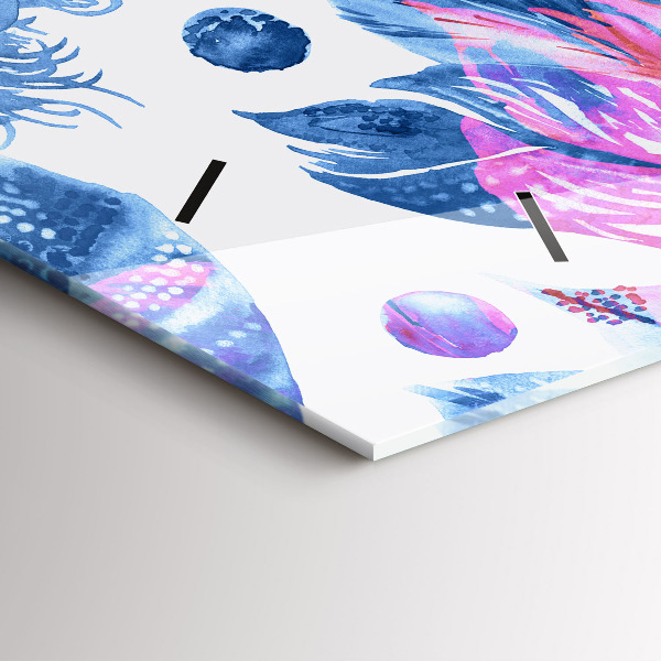 Horloge murale horizontale plumes colorées