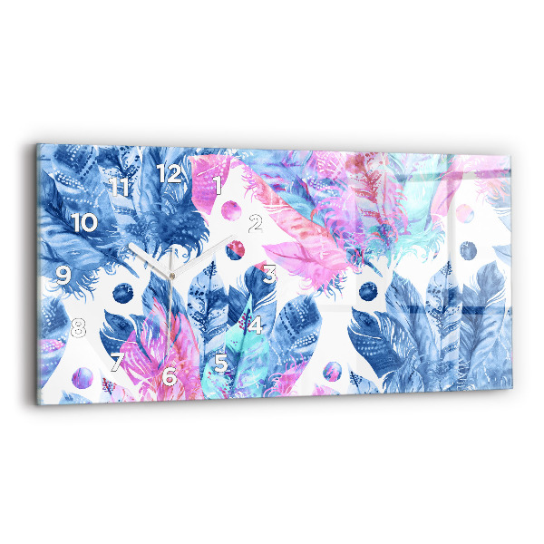 Horloge murale horizontale plumes colorées