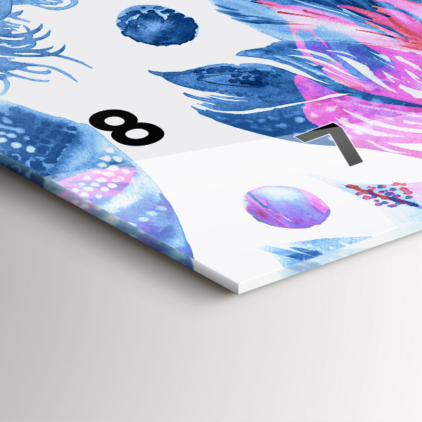 Horloge murale horizontale plumes colorées