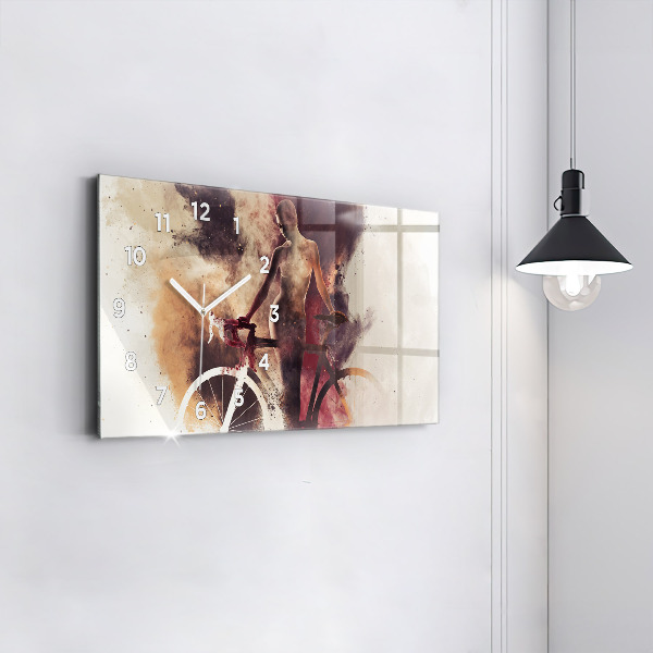 Horloge murale horizontale Femme et vélo