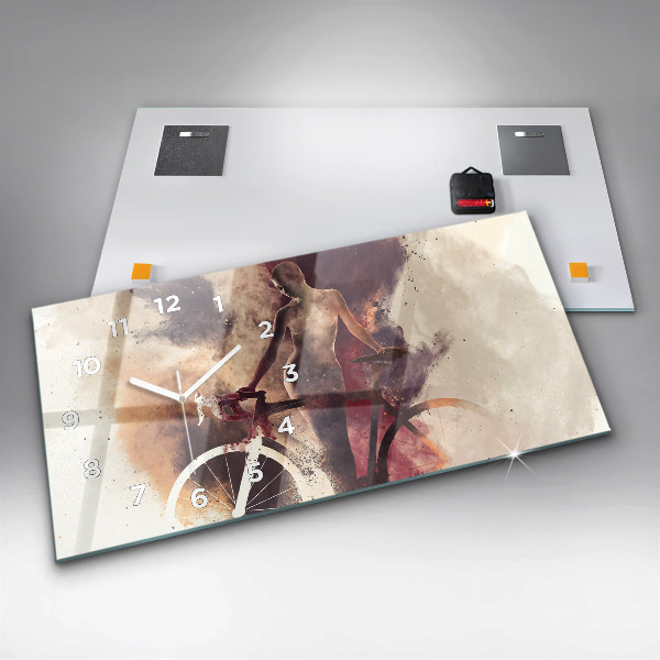 Horloge murale horizontale Femme et vélo