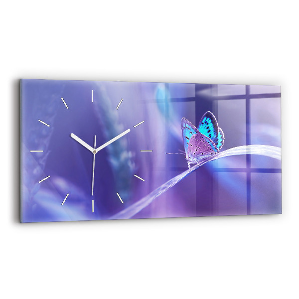 Horloge murale horizontale 'Papillon sur l''herbe'