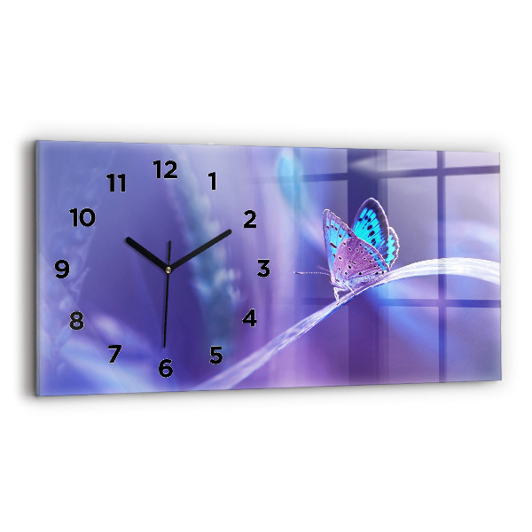Horloge murale horizontale 'Papillon sur l''herbe'