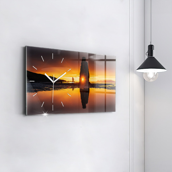 Horloge murale horizontale Coureur et coucher de soleil
