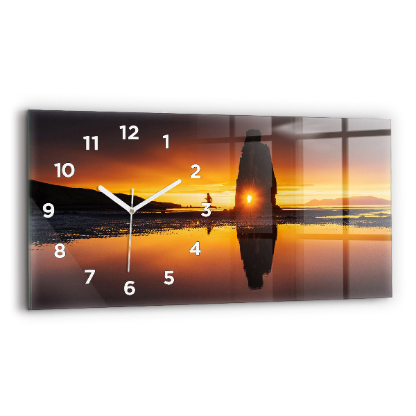 Horloge murale horizontale Coureur et coucher de soleil