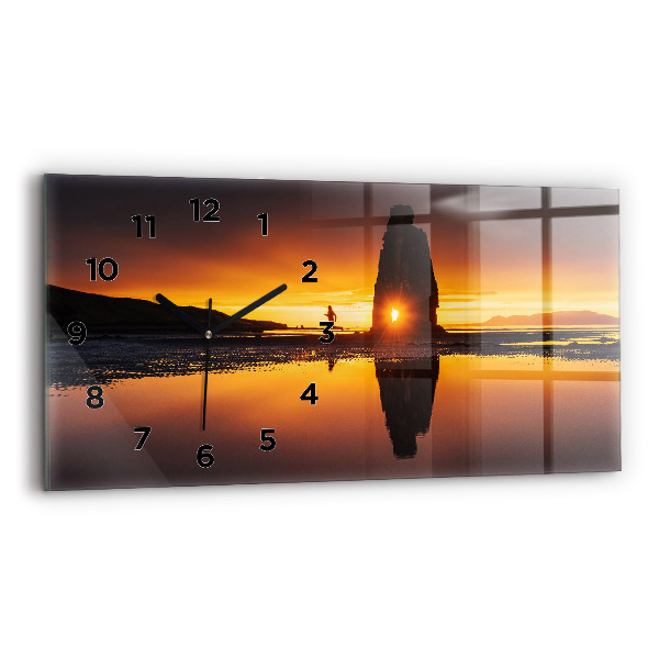 Horloge murale horizontale Coureur et coucher de soleil