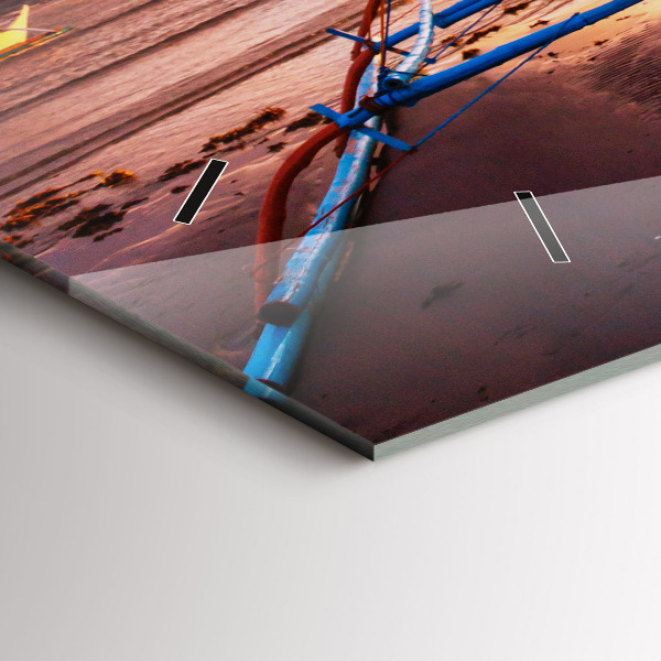 Horloge murale horizontale Bateau et coucher de soleil