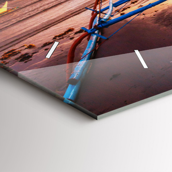 Horloge murale horizontale Bateau et coucher de soleil