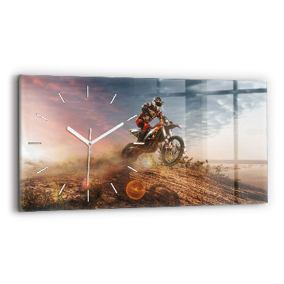 Horloge murale horizontale Homme sur une moto