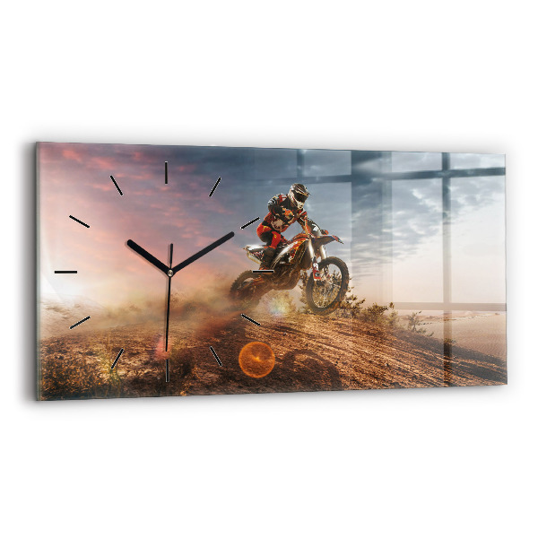 Horloge murale horizontale Homme sur une moto