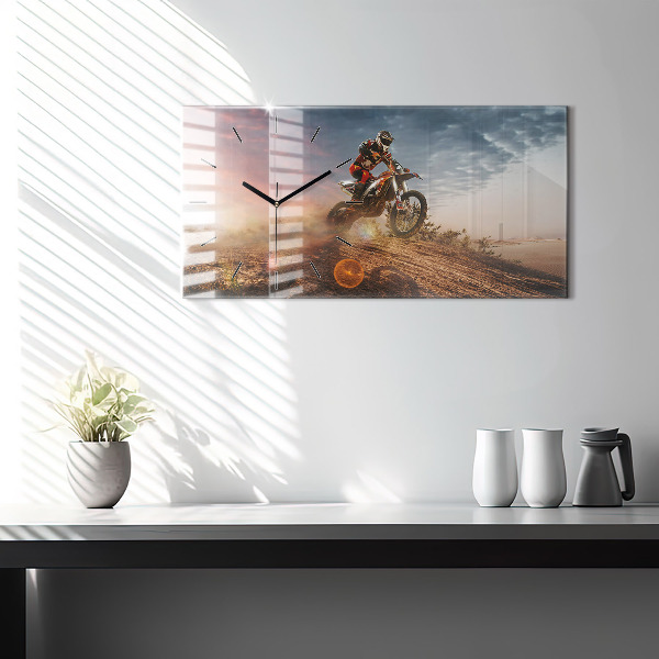 Horloge murale horizontale Homme sur une moto