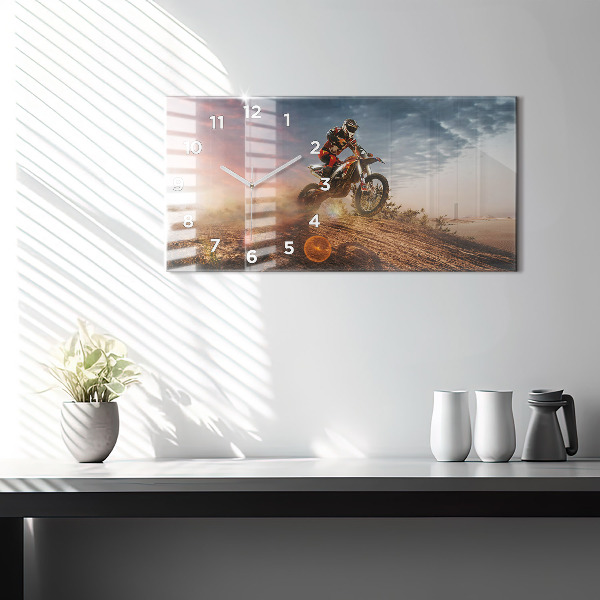 Horloge murale horizontale Homme sur une moto