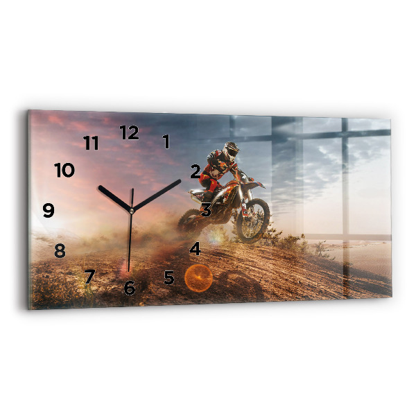 Horloge murale horizontale Homme sur une moto