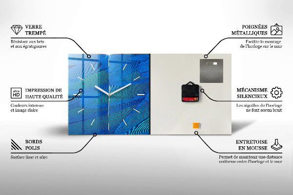 Horloge murale horizontale Vagues tourbillonnantes et mousseuses