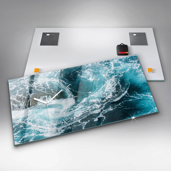 Horloge murale horizontale Vagues tourbillonnantes et mousseuses