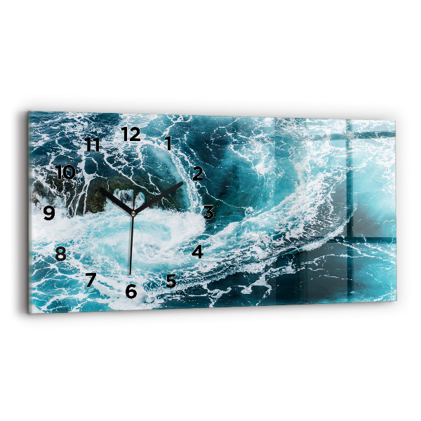 Horloge murale horizontale Vagues tourbillonnantes et mousseuses