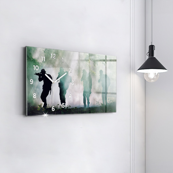 Horloge murale horizontale 'Soldats de l''armée dans la forêt'