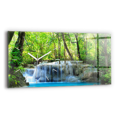 Horloge rectangulaire horizontale Cascade dans la forêt
