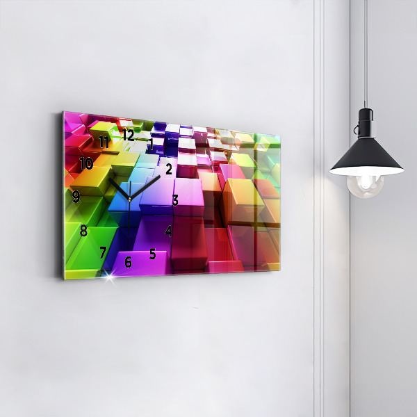 Horloge rectangulaire horizontale Cubes colorés